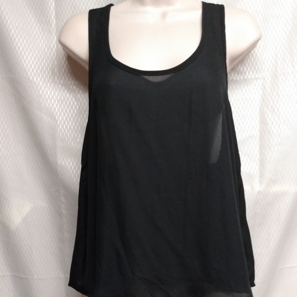 Rue 21 Sleeveless Open Back Top, sz L, Black, 100% polyester, NWT